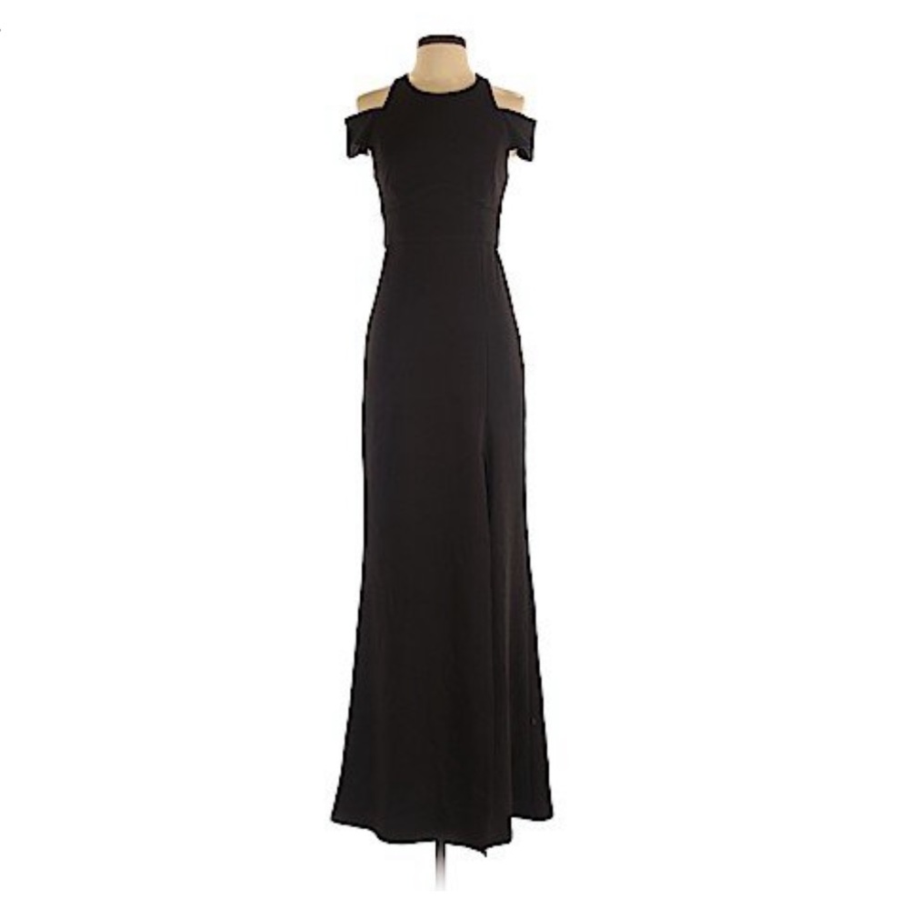 ABS Allen Schwartz Cutout Crepe Cold Shoulder Gown